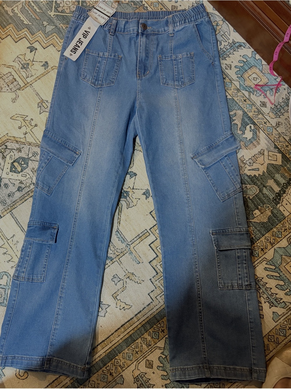 VIP Women’s Blue Cargo Jeans Size 13/14. NWT